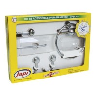KIT DE BANHEIRO CREME 5 PEÇAS FIT JAPI