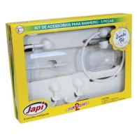 KIT DE BANHEIRO BRANCO 5 PEÇAS FIT JAPI