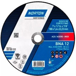 DISCO CORTE FERRO ACO INOX 7X1/16X7/8 180X1,6X22,23 NORTON