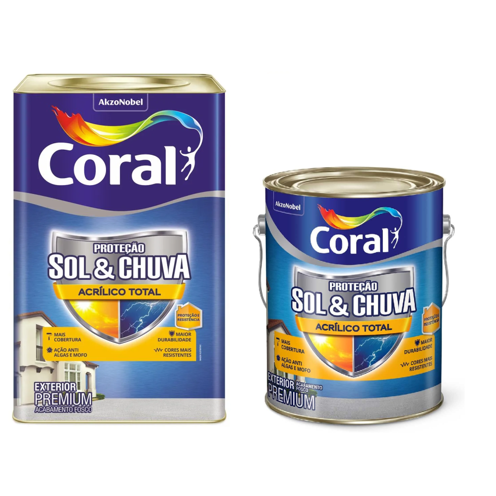 TINTA ACRÍLICA PROTEÇÃO SOL & CHUVA ACRÍLICO TOTAL BRANCO NEVE CORAL