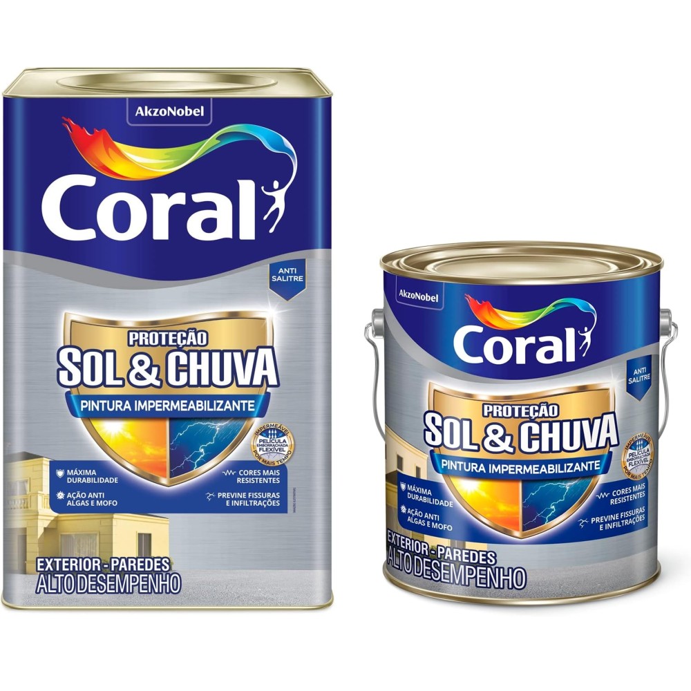 TINTA PROTEÇÃO SOL E CHUVA PINTURA IMPERMEABILIZANTE BRANCO NEVE CORAL TINTA PROTEÇÃO SOL E CHUVA PINTURA IMPERMEABILIZANTE BRANCO NEVE CORAL