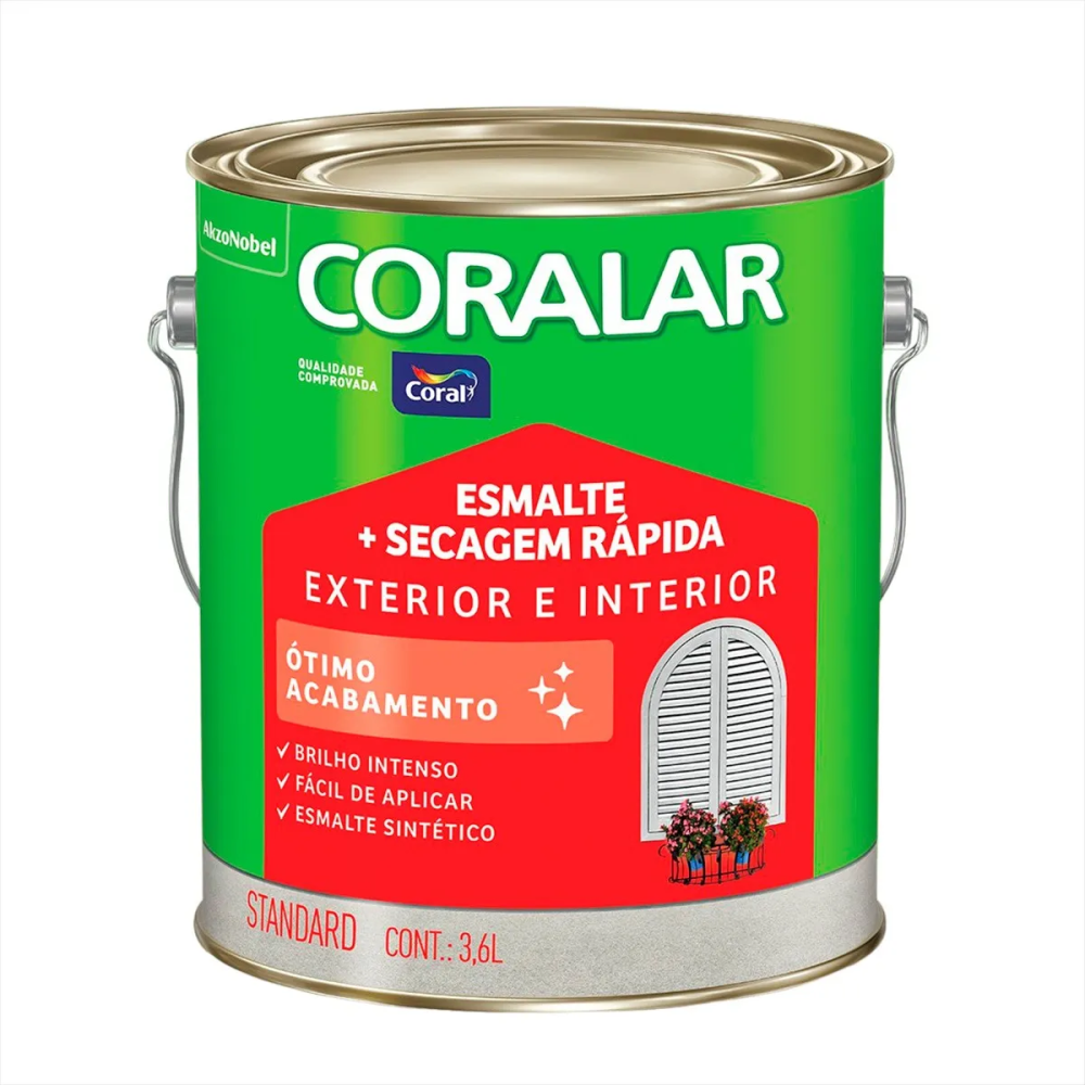 ESMALTE SINTÉTICO CORALAR +SECAGEM RÁPIDA ACETINADO BRANCO NEVE CORAL