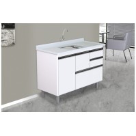 ARMÁRIO COLISEU MADEIRADO 2 GAVETAS + GAVETÃO - 118,7CM BRANCO