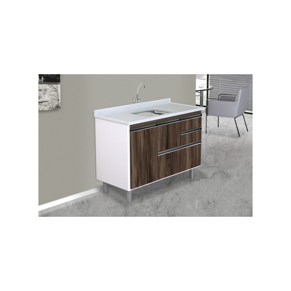 ARMÁRIO COLISEU MADEIRADO 2 GAVETAS + GAVETÃO - 118,7CM CASTAINE