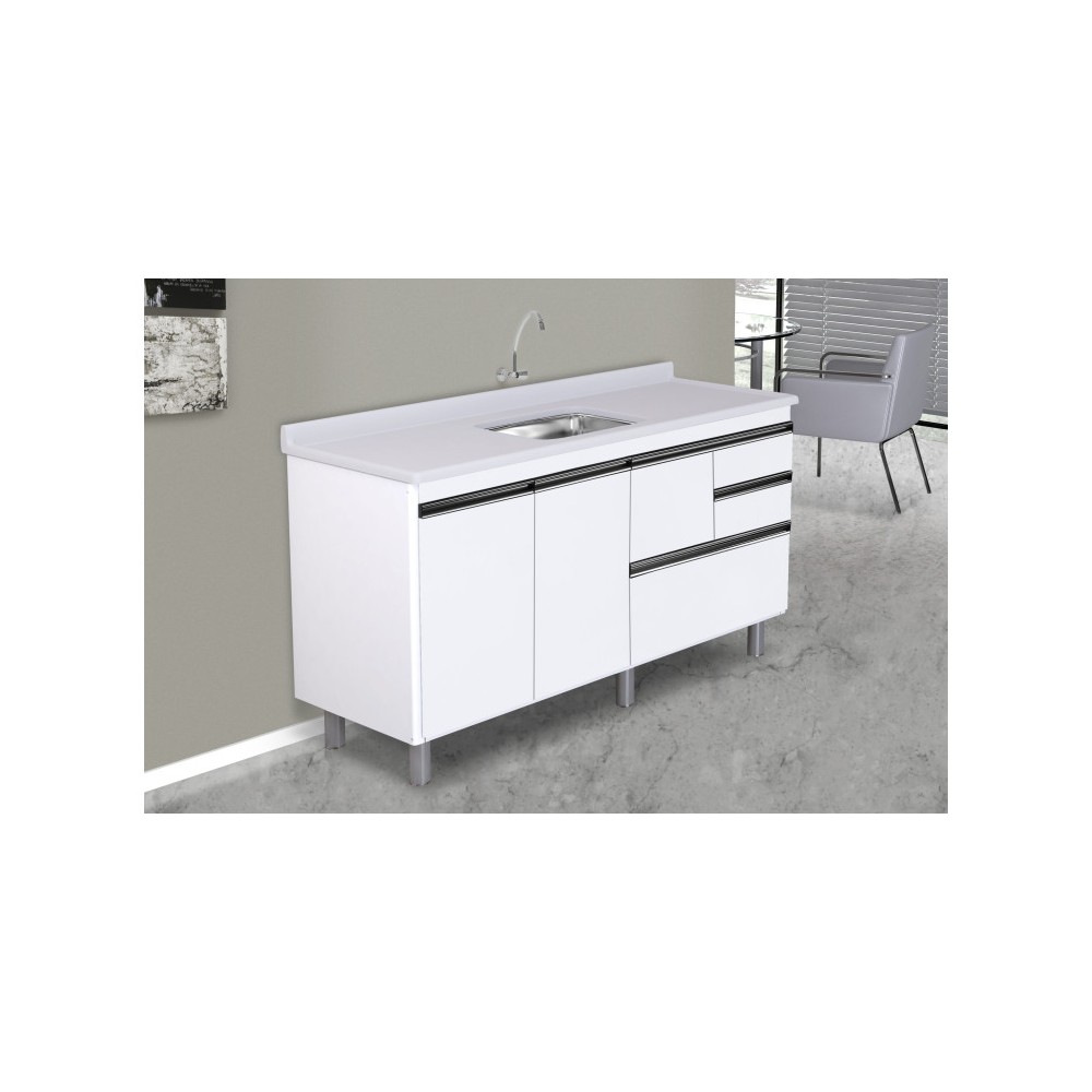 ARMÁRIO COLISEU MADEIRADO 2 GAVETAS + GAVETÃO - 195,1CM BRANCO