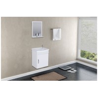 ARMÁRIO SIENA SUSPENSO 1 PORTA 39CM + PIA + ESPELHO - BRANCO