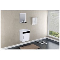 ARMÁRIO SIENA SUSPENSO 1 PORTA 39CM + PIA + ESPELHO - PRETO