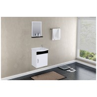 ARMÁRIO SIENA SUSPENSO 1 PORTA 39CM + PIA + ESPELHO - PRETO