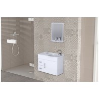 ARMÁRIO SIENA SUSPENSO 2 GAVETAS 55,5CM + PIA + ESPELHO - BRANCO