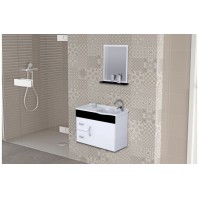 ARMÁRIO SIENA SUSPENSO 2 GAVETAS 55,5CM + PIA + ESPELHO - PRETO