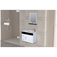 ARMÁRIO SIENA SUSPENSO 2 GAVETAS 55,5CM + PIA + ESPELHO - PRETO